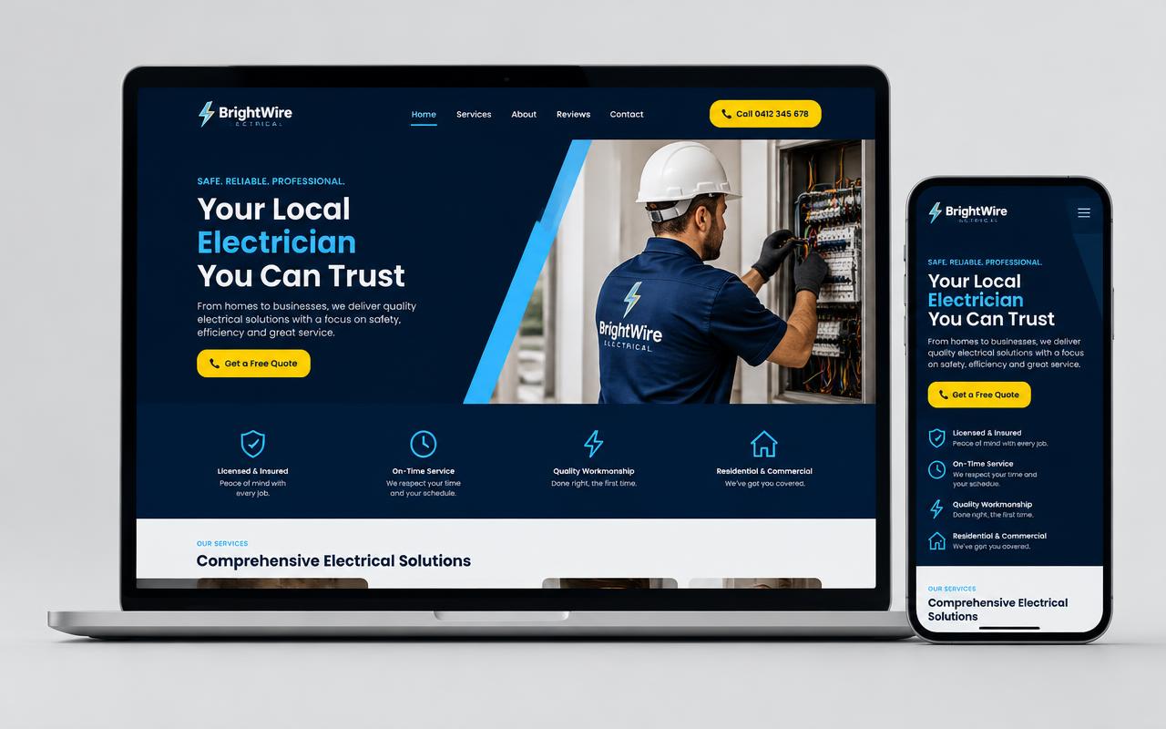 Swift Spark Electrical website on laptop and mobile